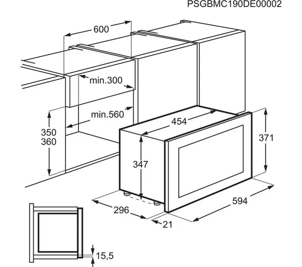 AEG Built-in Microwave oven, W60 x D37 cm - MBB1756SEM