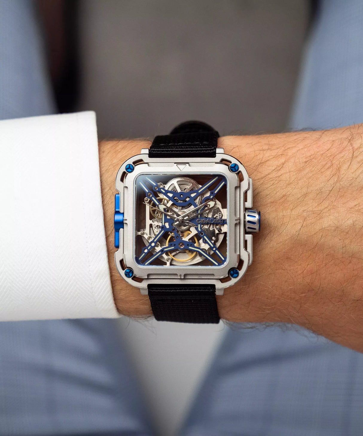 Ciga Design X Series Gorilla Blue Titanium Automatic Watch-X021-TIBU-W25BK