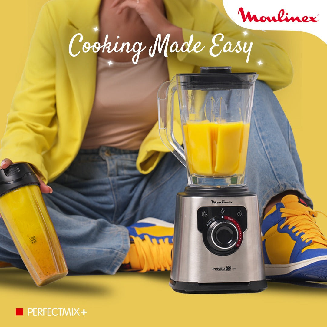 MOULINEX Blender, 1200W, 4 Auto Programs, 600ml Bottle - LM88HD27