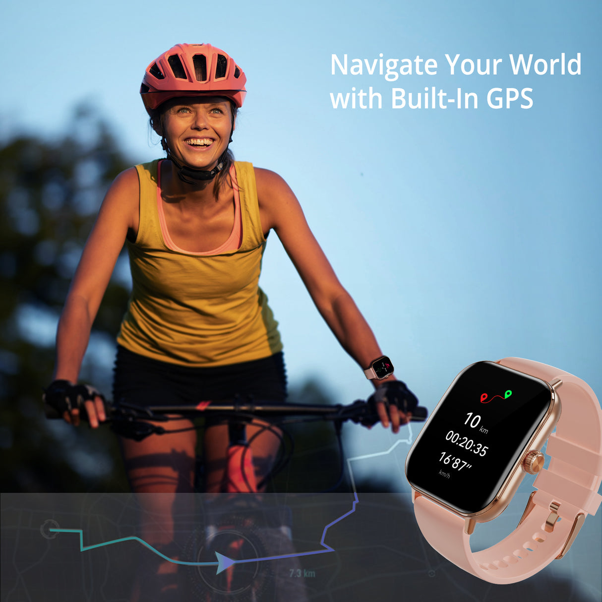 AIWR smart watch, Pink Color - Peps 1S Rose Gold