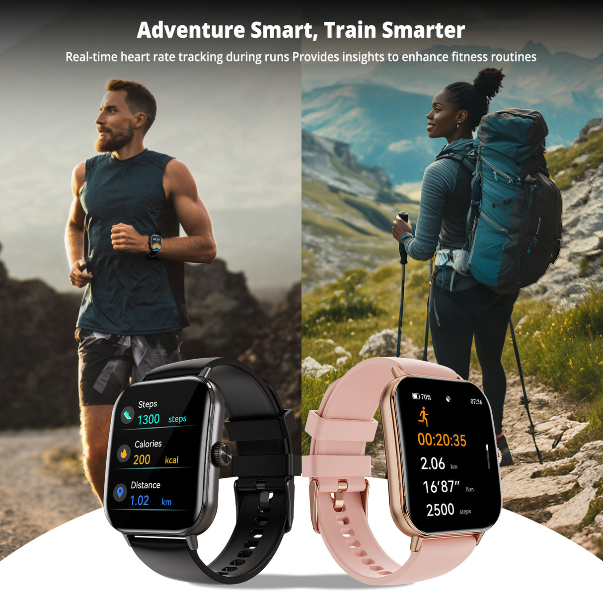 AIWR smart watch, Black Color - Peps 1S Black