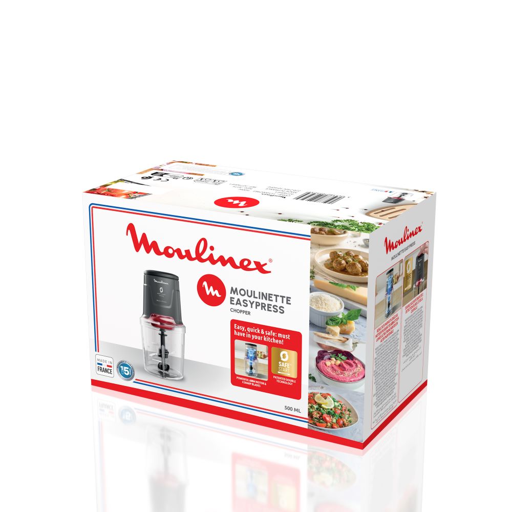 Moulinex - Easy Press Chopper, 4 Blades , 500ML Capacity, Made in France - AT740HM0