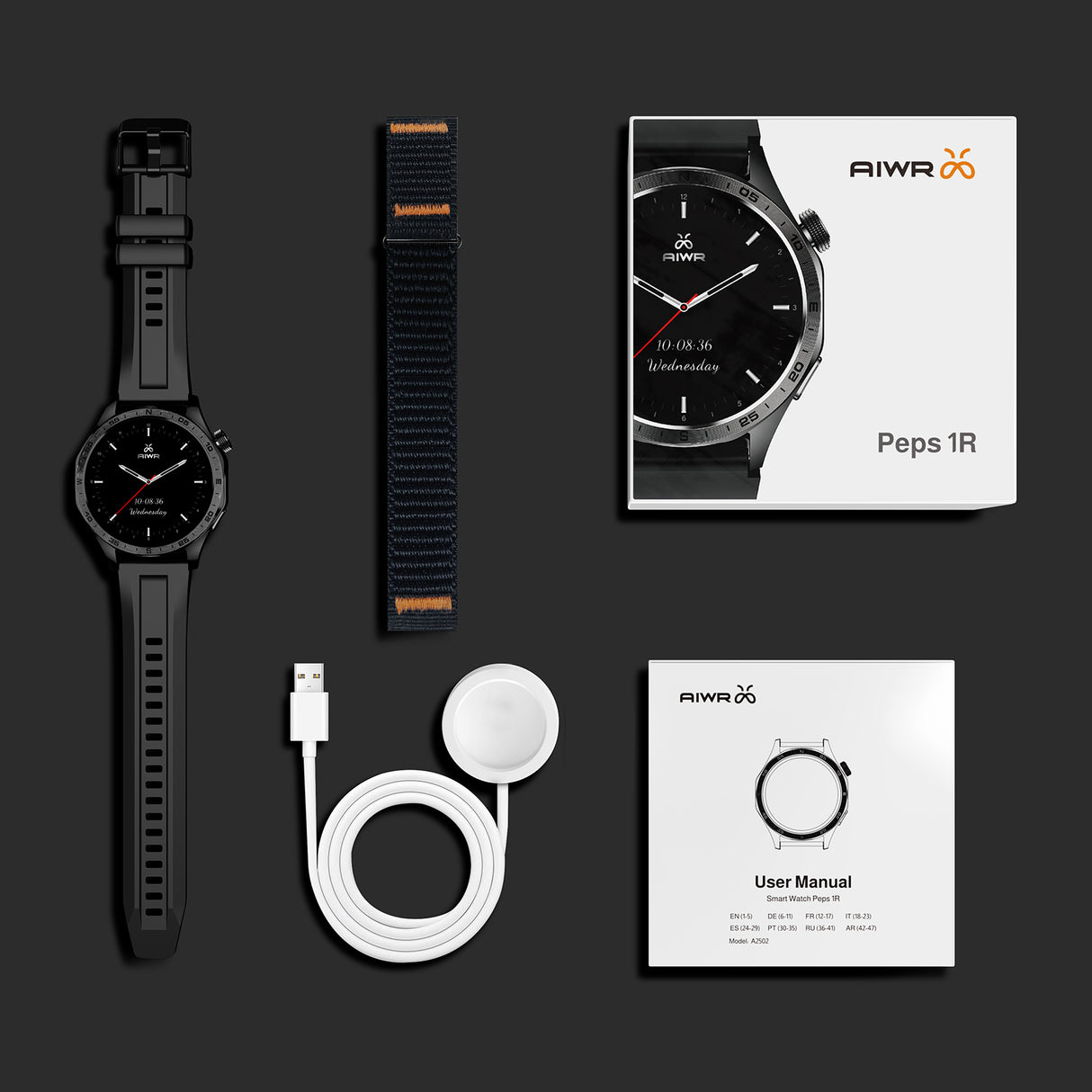 AIWR smart Watch, Black color, PEPS 1R