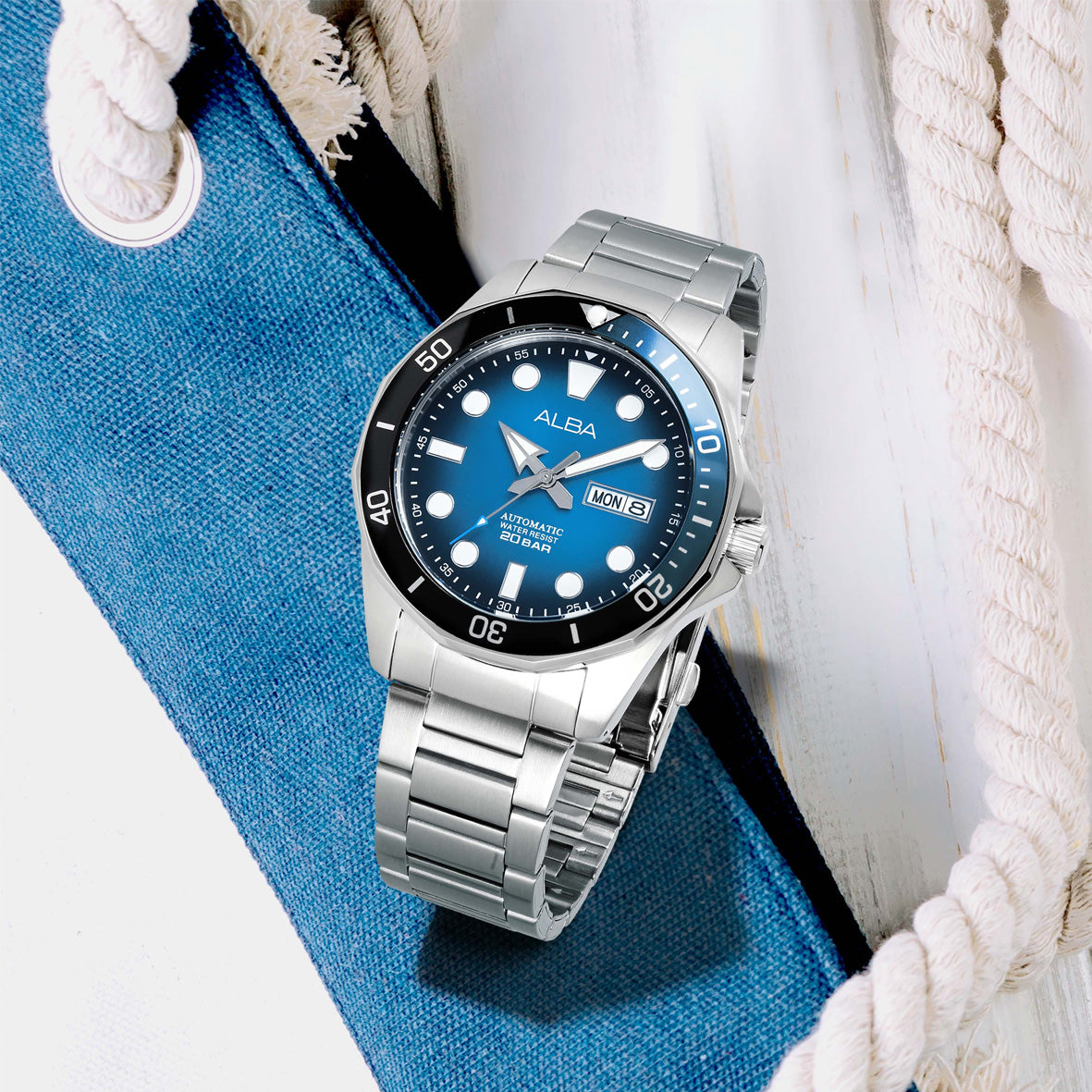 Alba Mechanical Blue & Blk Dial Silver Steel 43mm - AL4543X1Q