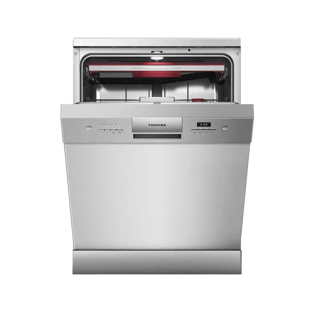 Toshiba - Free Standing Dishwasher, 14 place setting, 8 programs, Silver - DW-14F7ME(SS)-G