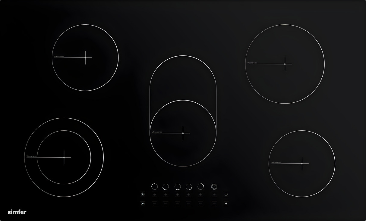 Simfer - Built-in Ceramic hob, 5 ceramic zone, 90 cm - H 9050 DEBSP