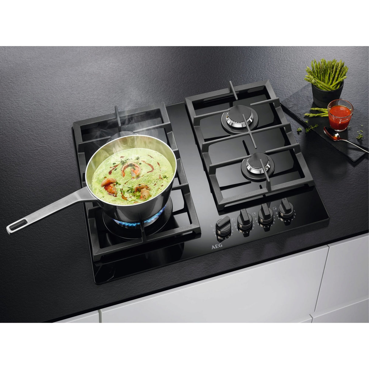 AEG Built-in Gas hob, Black Glass, 60 cm - HKB64451NB