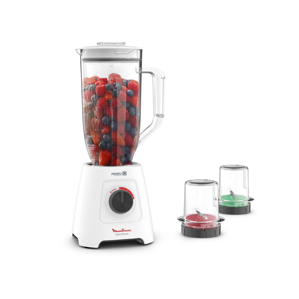 Moulinex Blendforce Blender with 2 Mills, 2.8 L, 600 W, White - LM458127