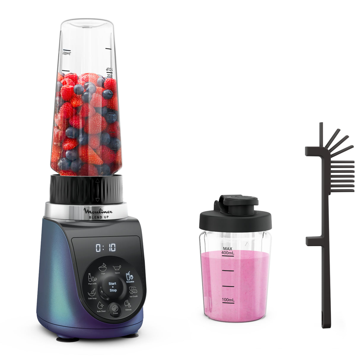 MOULINEX Blend Up, Powerful Mini Blender, 1000 W, 8 Automatic Programs - LM19H4M0