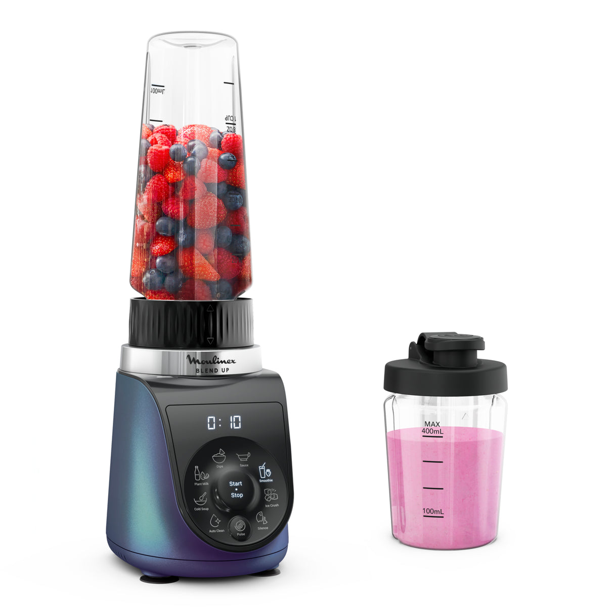 MOULINEX Blend Up, Powerful Mini Blender, 1000 W, 8 Automatic Programs - LM19H4M0