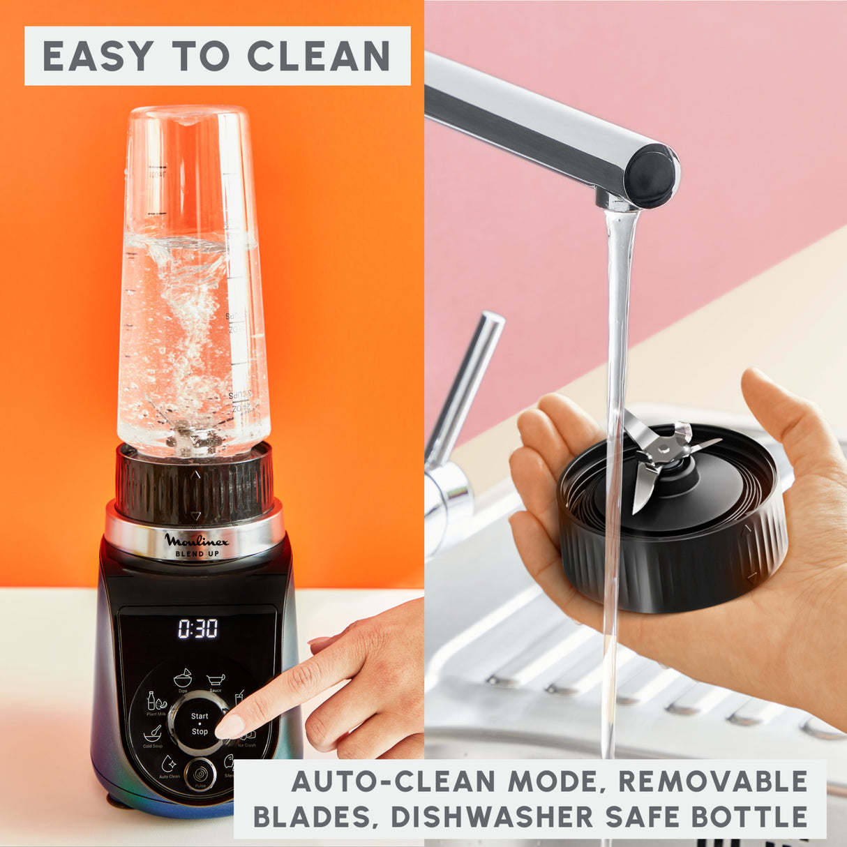 MOULINEX Blend Up, Powerful Mini Blender, 1000 W, 8 Automatic Programs - LM19H4M0