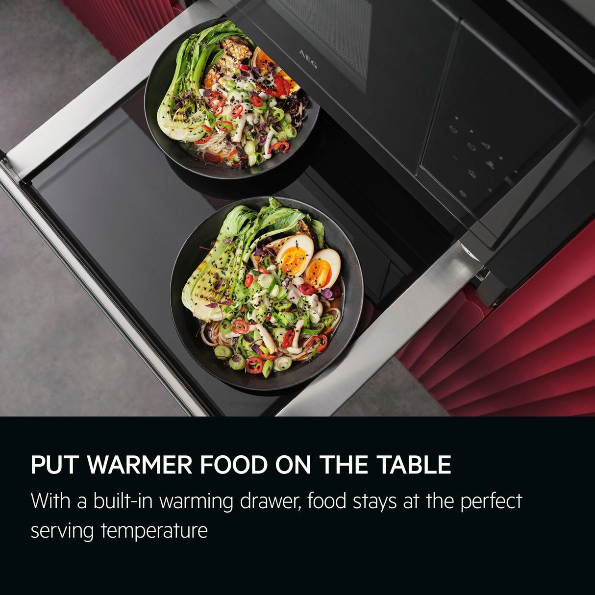 AEG - 6000 Warming Drawer Built-In, Black, 6 place settings - OD8K11B
