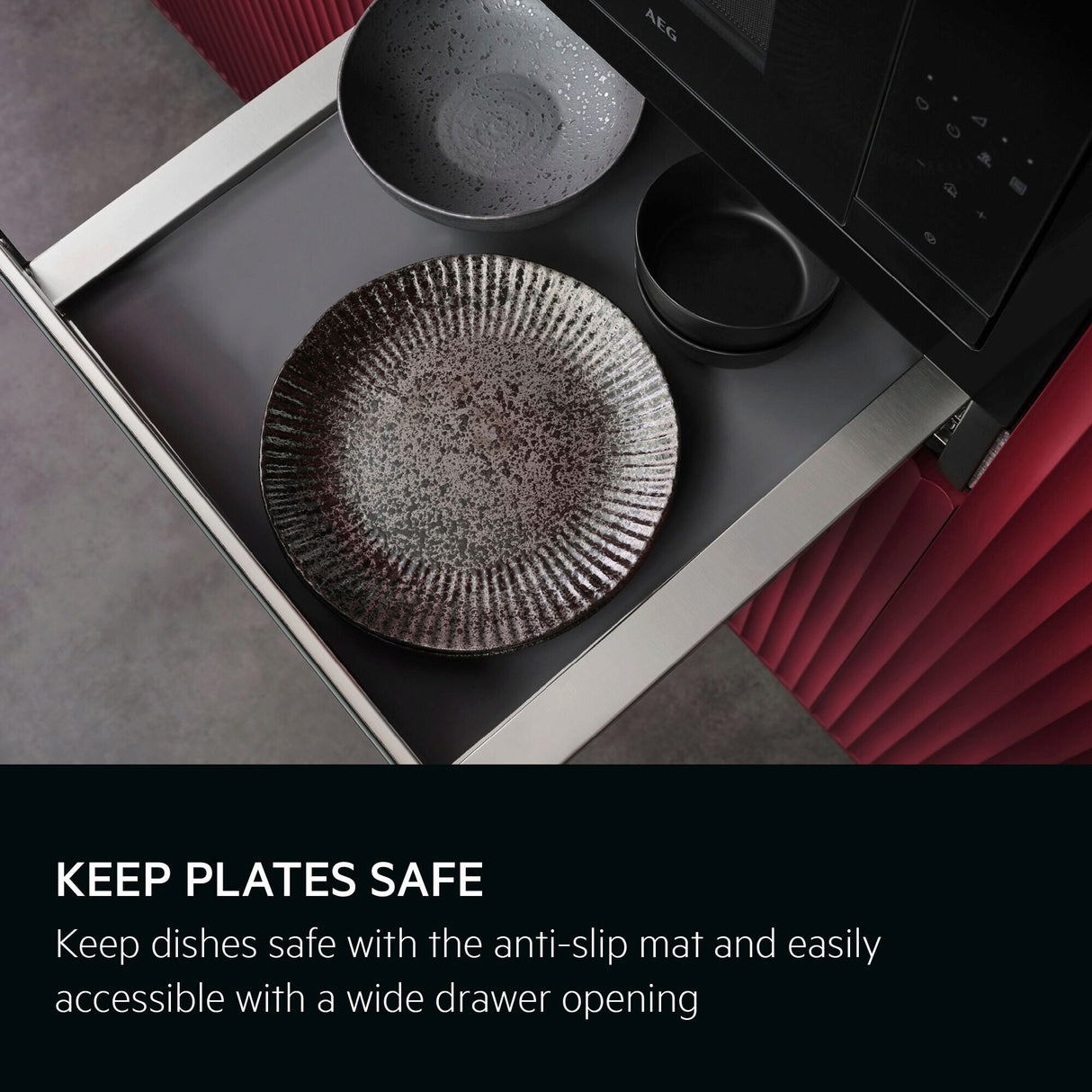 AEG - 6000 Warming Drawer Built-In, Black, 6 place settings - OD8K11B