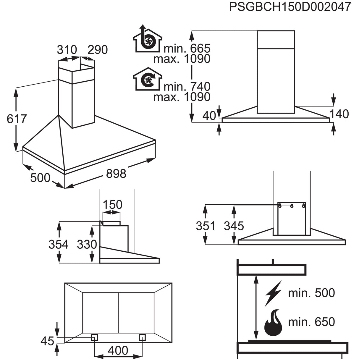 AEG - 90cm Chimney Hood - DKB4950M