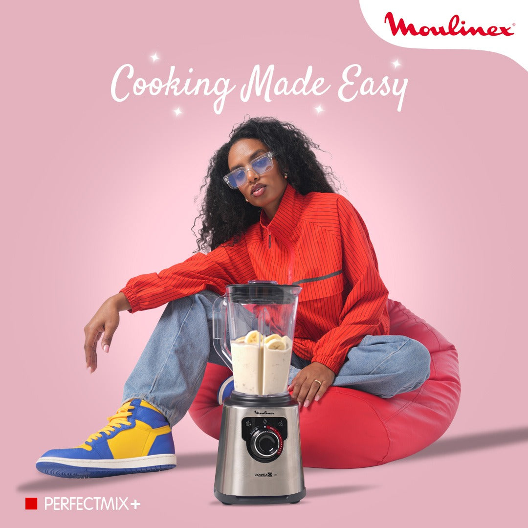 MOULINEX Blender, 1200W, 4 Auto Programs, 600ml Bottle - LM88HD27