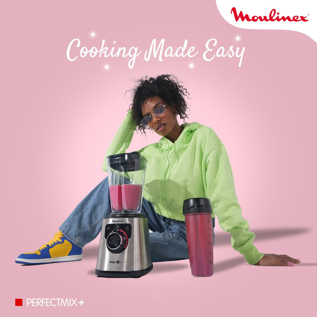 MOULINEX Blender, 1200W, 4 Auto Programs, 600ml Bottle - LM88HD27