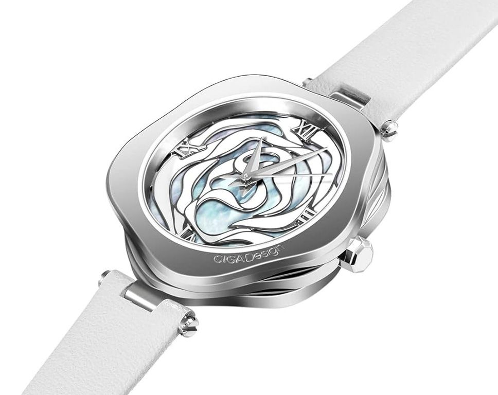 CIGA Design R-Series Danish Rose Quartz Leather Wristwatch R012-SISI-W1