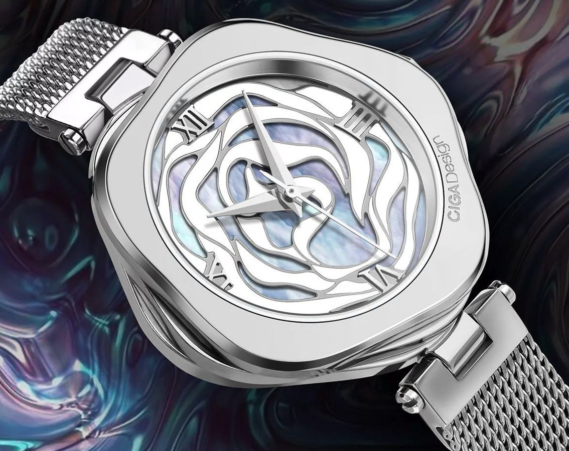 CIGA Design R-Series Danish Rose Quartz Stainless Steel Wristwatch R012-SISI-W3
