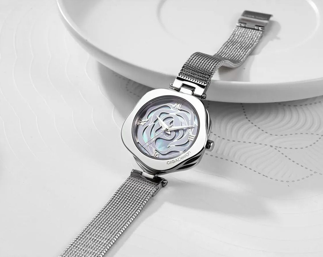CIGA Design R-Series Danish Rose Quartz Stainless Steel Wristwatch R012-SISI-W3