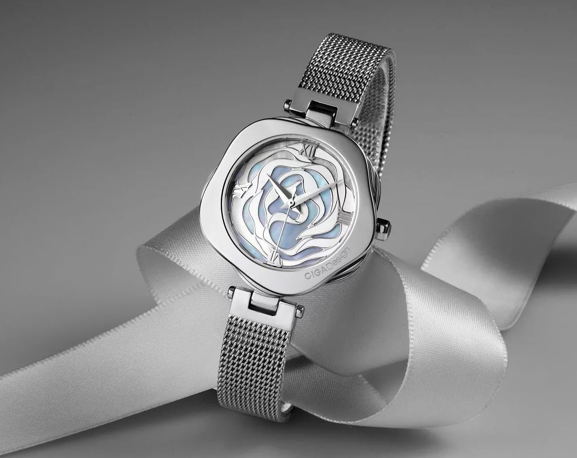 CIGA Design R-Series Danish Rose Quartz Stainless Steel Wristwatch R012-SISI-W3