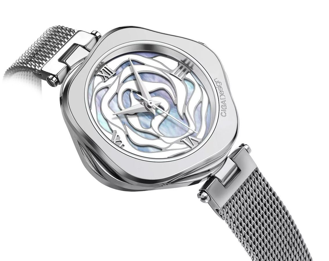CIGA Design R-Series Danish Rose Quartz Stainless Steel Wristwatch R012-SISI-W3