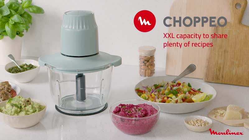 Moulinex Choppeo, Glass Bowl Chopper: Borosilicate Glass, 1 L Capacity - DJ603127