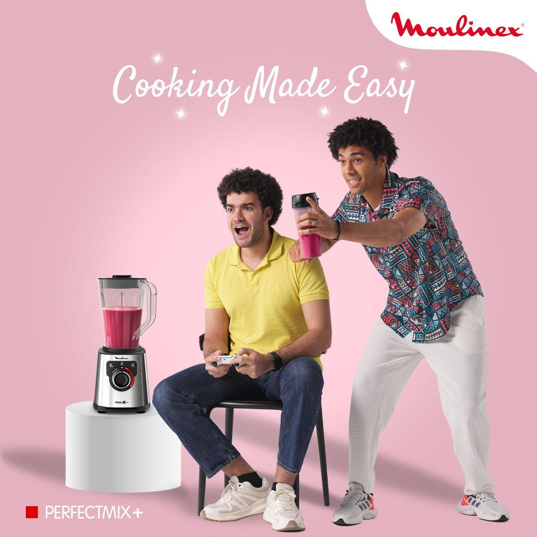 MOULINEX Blender, 1200W, 4 Auto Programs, 600ml Bottle - LM88HD27