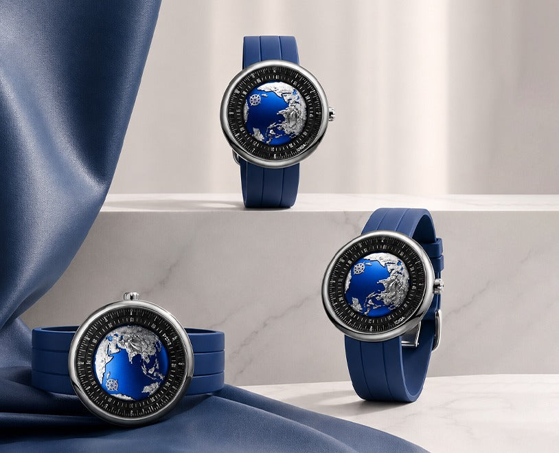 CIGA Design Blue Planet mechanical watches collection featuring stainless steel and titanium automatic luxury watches at Mannai Home Qatar