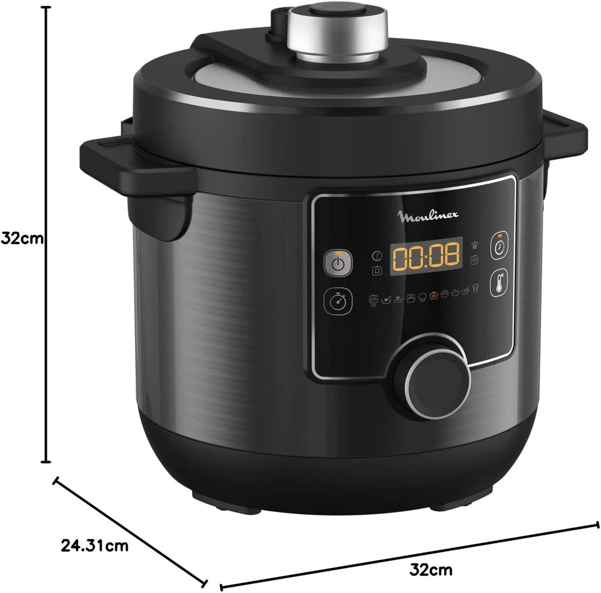 MOULINEX - Electrical Pressure Cooker, 7.6 Litre, 1200 Watts, Black - CE777827