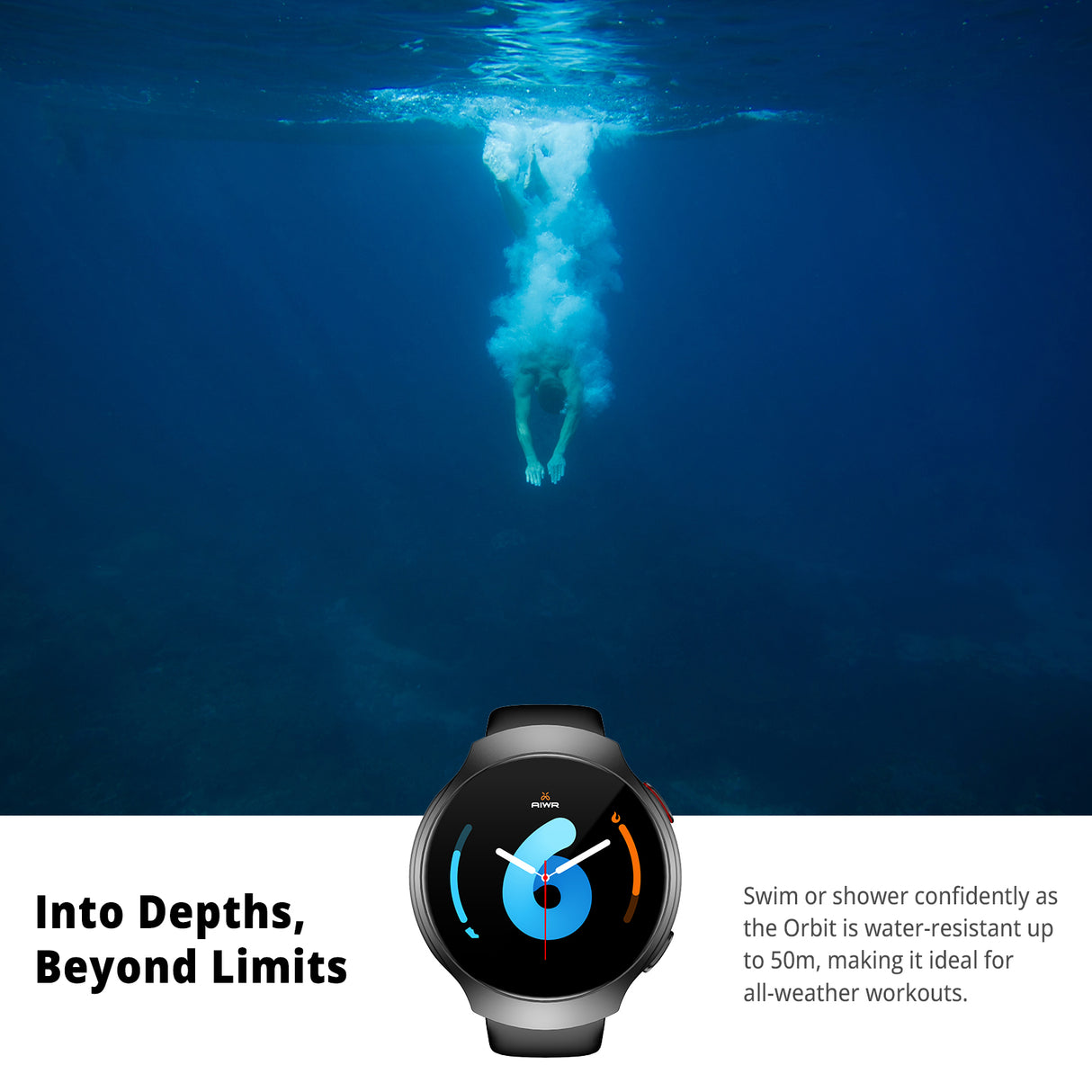 AIWR smart Watch, Black color, Orbit