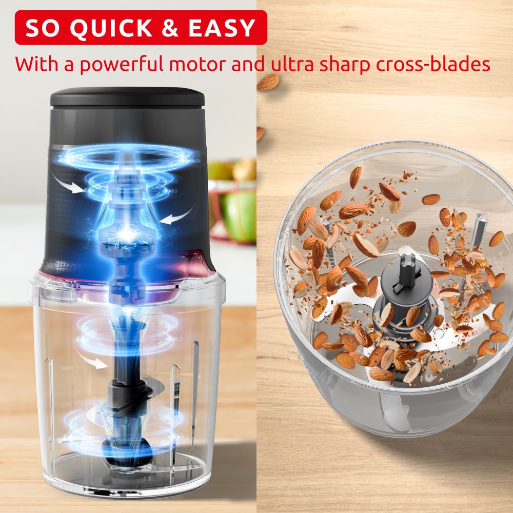 Moulinex - Easy Press Chopper, 4 Blades , 500ML Capacity, Made in France - AT740HM0