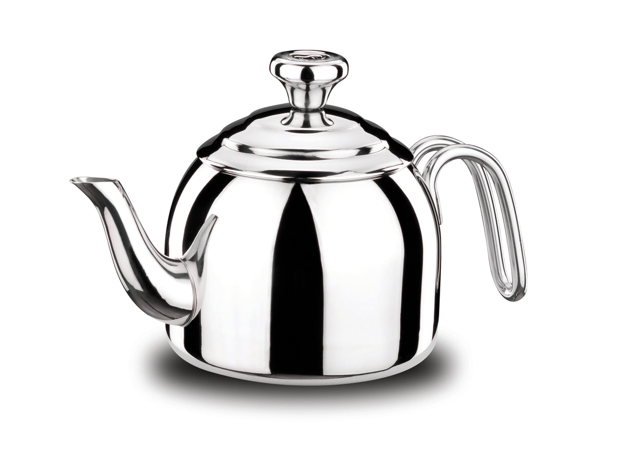 A051 - Korkmaz Droppa Tea Pot 1.1 LT, Silver, Stainless Steel