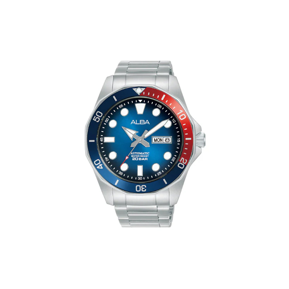 Alba Mechanical Blue Blk Dial Silver Steel 43mm - AL4541X1Q