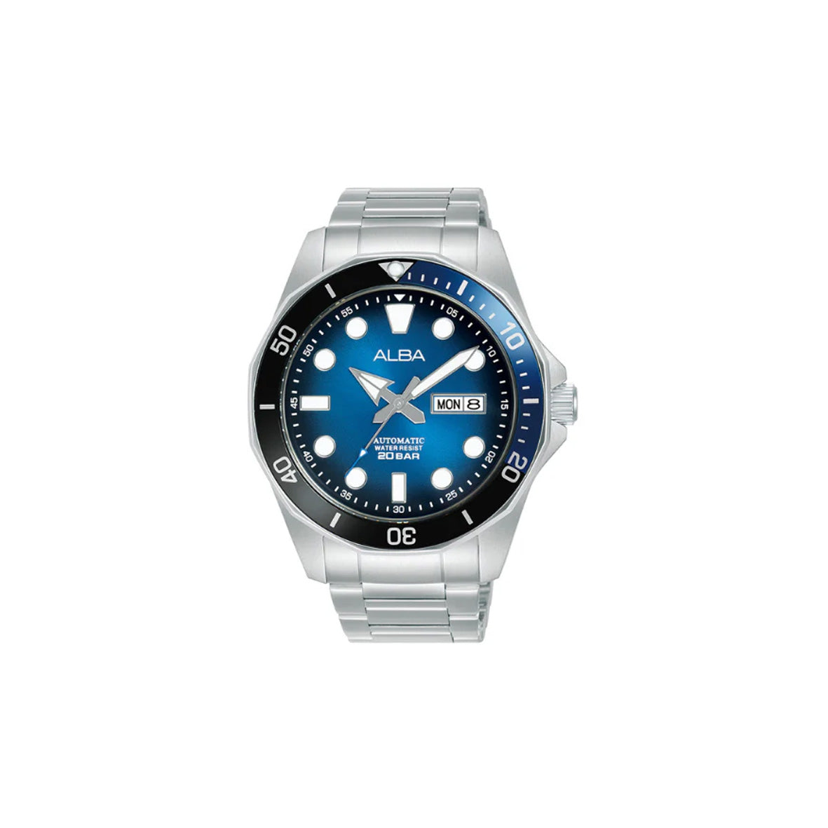 AL4543X1Q - Alba Mechanical Blue & Blk Dial Silver Steel 43mm