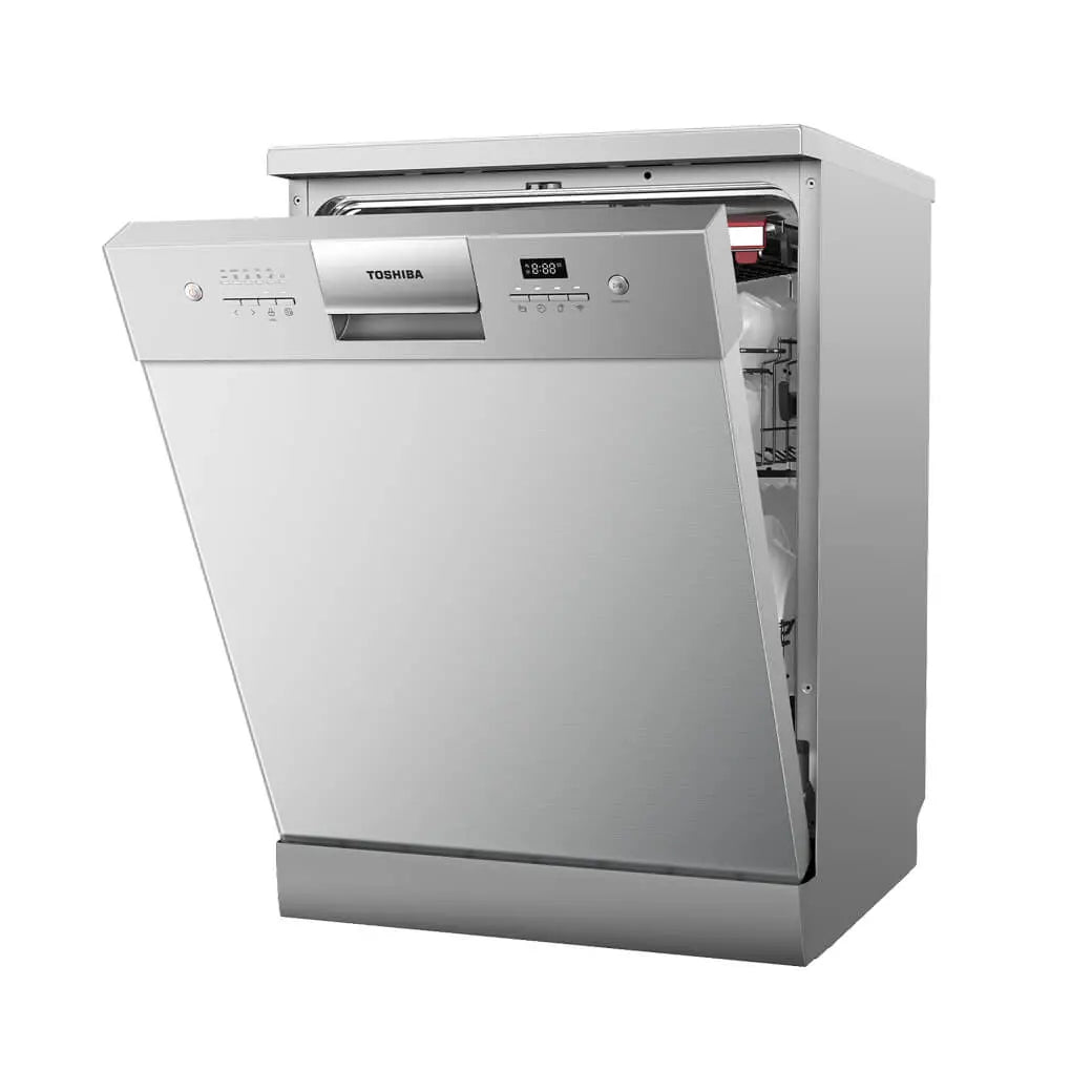 Toshiba - Free Standing Dishwasher, 14 place setting, 8 programs, Silver - DW-14F7ME(SS)-G