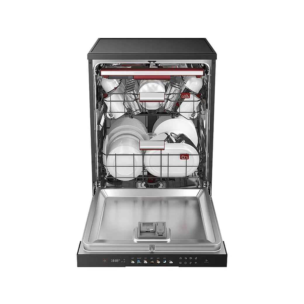 Toshiba - Free Standing Dishwasher, 16 place setting, 10 programs, Morandi Grey- DW-16F7ME(SS)-G