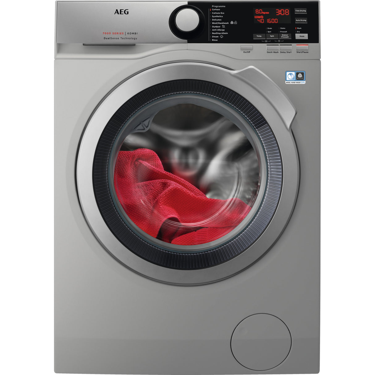 AEG Front loading washer/Dryer, 8kg wash/6kg dry, silver Color - LWX7E8611S