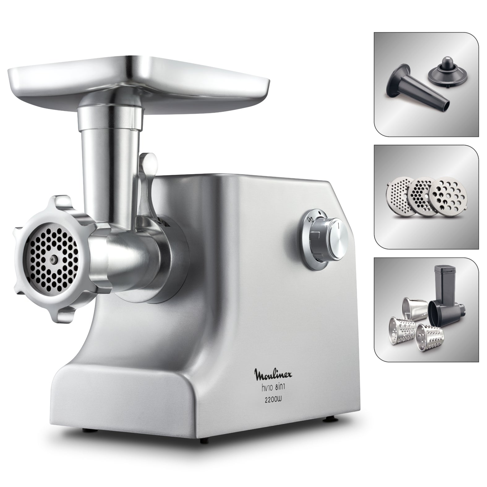 Moulinex Meat Mincer HV10, 2200W, 3 Grids, with Kebbe & Shred