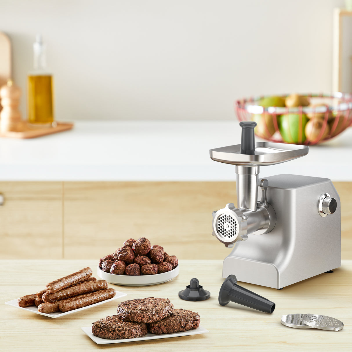 Moulinex Meat Mincer HV10, 2200W, 3 Grids, with Kebbe & Shred Attachments - ME858DM0