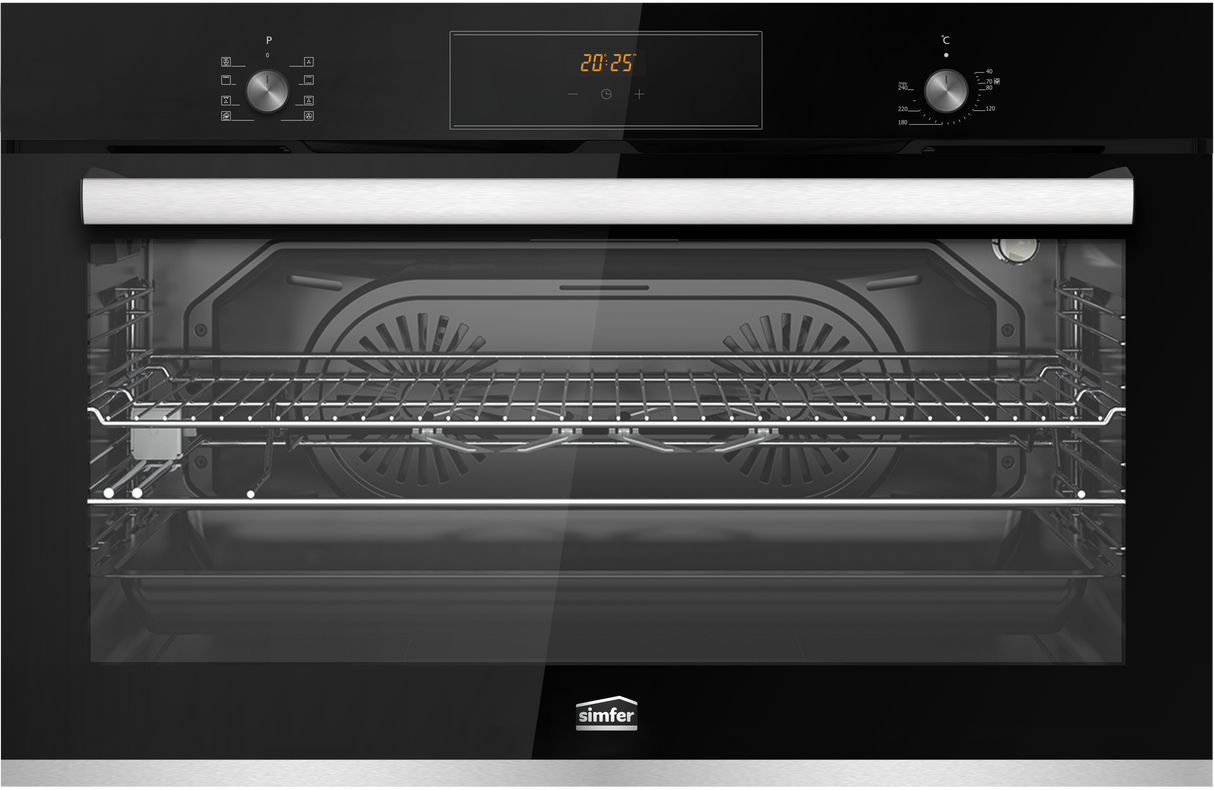 Simfer - Built-in electric oven, 90cm, 105L, Tempered Black Glass - SMFELC90D