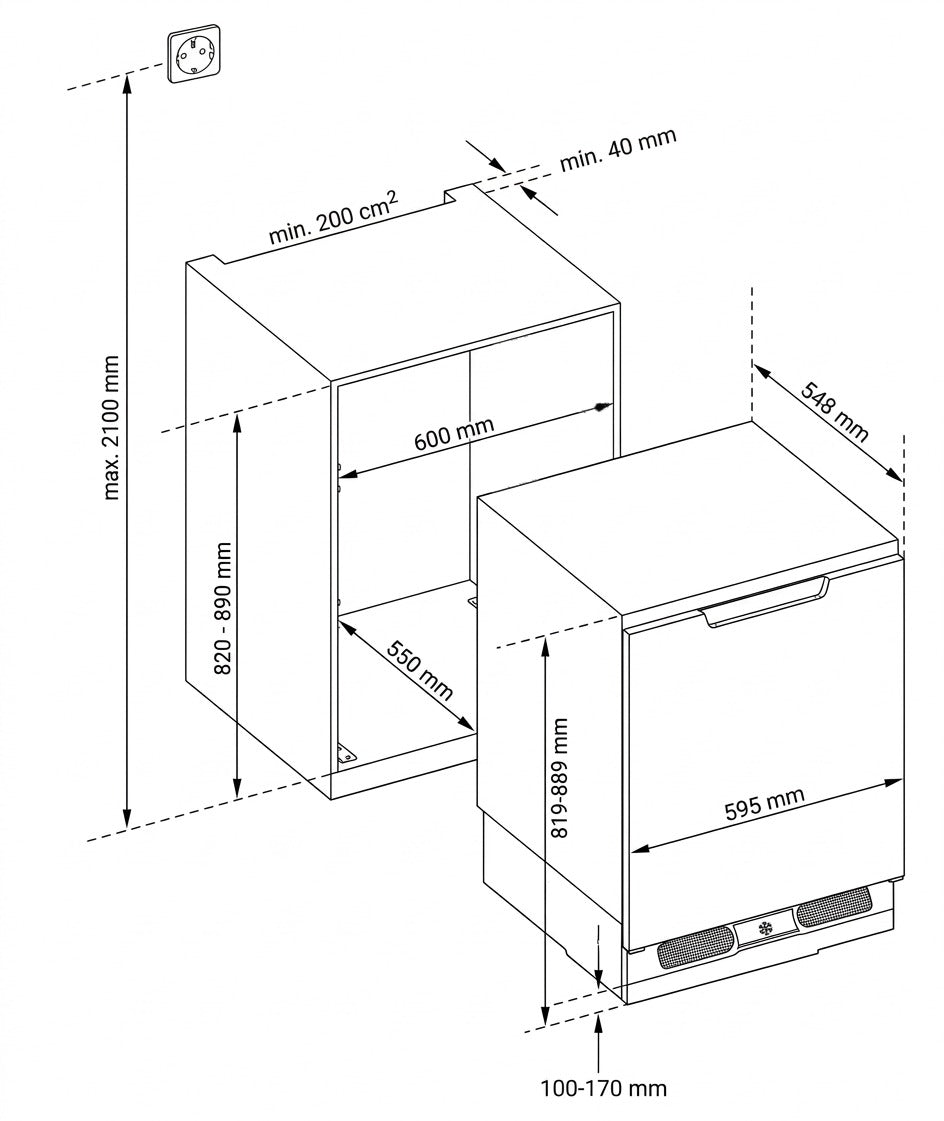 IGNIS - Built-in Single Door refrigerator, 120L - RSTI125BI